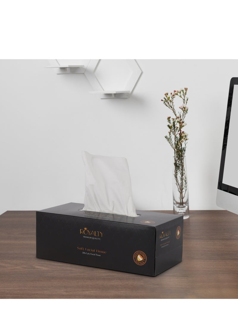 royalty - Soft Facial Tissue- PWFT1003| 200X2 Ply, 5 Packet, Premium-Quality and Super Soft| Tissue Paper Box For Everyday Use, Suitable for Home, Office and Commercial Space - Image 1