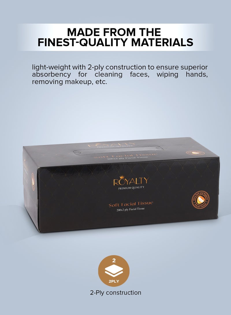 royalty - Soft Facial Tissue- PWFT1003| 200X2 Ply, 5 Packet, Premium-Quality and Super Soft| Tissue Paper Box For Everyday Use, Suitable for Home, Office and Commercial Space - Image 1