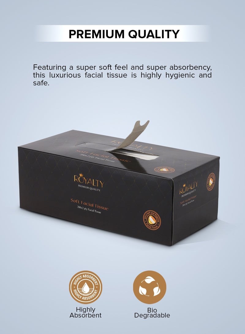 royalty - Soft Facial Tissue- PWFT1003| 200X2 Ply, 5 Packet, Premium-Quality and Super Soft| Tissue Paper Box For Everyday Use, Suitable for Home, Office and Commercial Space - Image 1