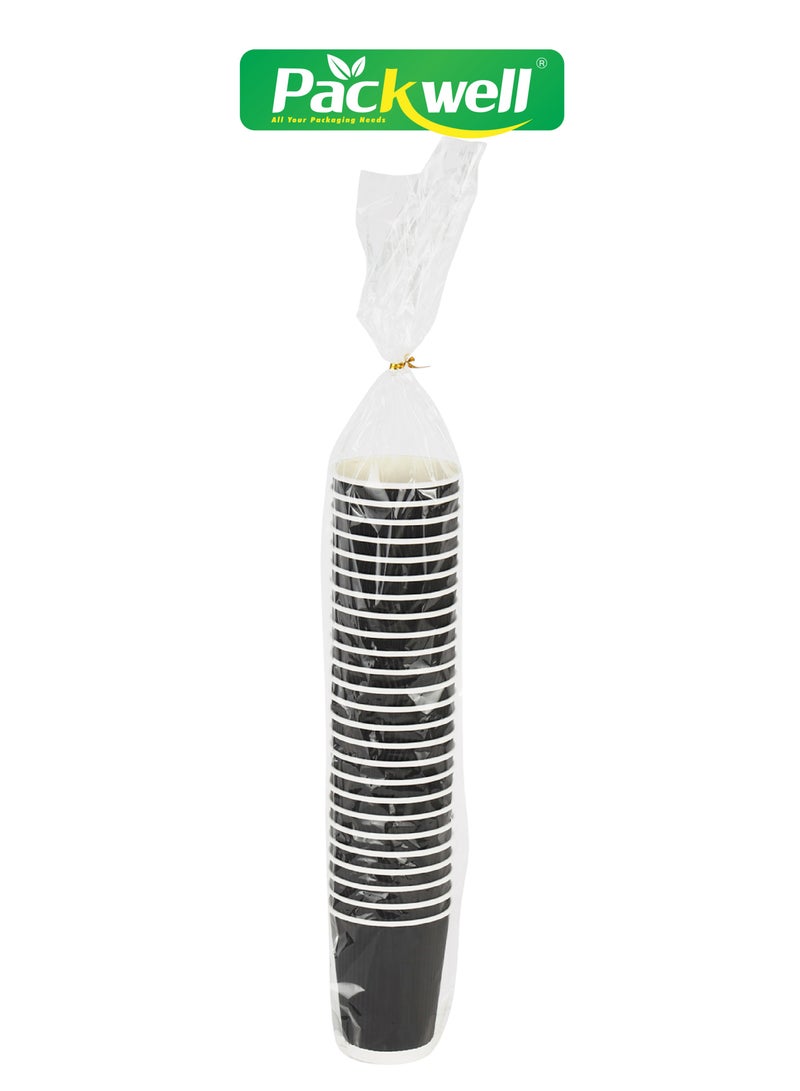 packwell Paper Cup- PWPC1012| 12.0 OZ, Pack of 25 Pieces Each . Premium-Quality, BPA-Free, Food Grade and Hygienic| Ripple Design, Perfect for Parcels, Large Gatherings, Takeout, Etc| Suitable for Tea, Coffee, Black 25 pcs  - Image 1