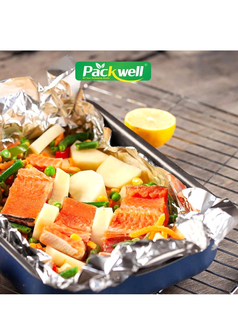packwell - Packwell 30 cm Aluminum Foil 1.4kg foil paper PWAF301002 Premium-Quality, BPA-Free, Food Grade and Hygienic Silver - Image 1