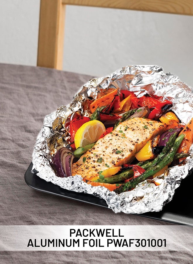 packwell 30 cm Aluminum Foil- PWAF301001|  Premium-Quality, BPA-Free, Foodgrade and Hygienic| Perfect for Cooking, Freezing, Packing, Storing, Etc Silver - Image 5