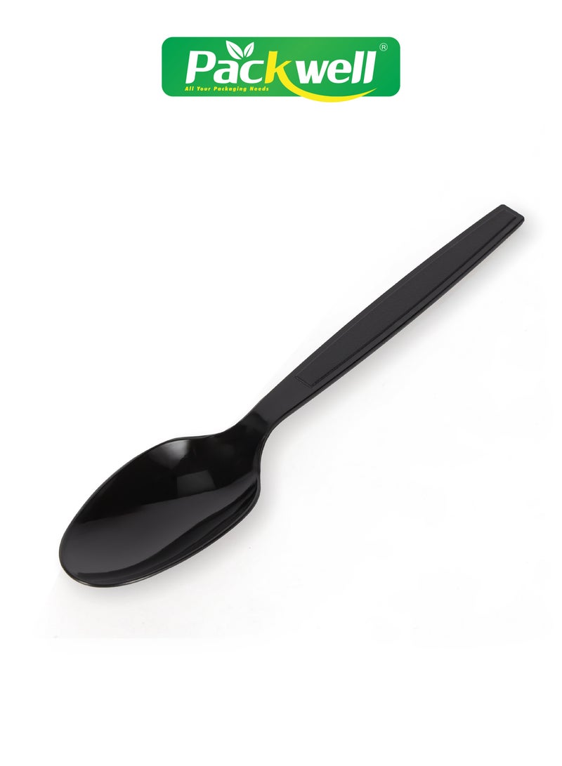باكويل HD Spoon- PWCT1605|  Premium-Quality, BPA-Free, Foodgrade and Hygienic| Perfect for Parcels, Large Gatherings, Takeout, Etc Black 50 pcs  - Image 3