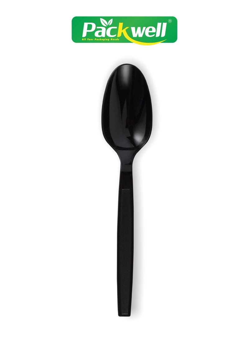 باكويل HD Spoon- PWCT1605|  Premium-Quality, BPA-Free, Foodgrade and Hygienic| Perfect for Parcels, Large Gatherings, Takeout, Etc Black 50 pcs  - Image 4