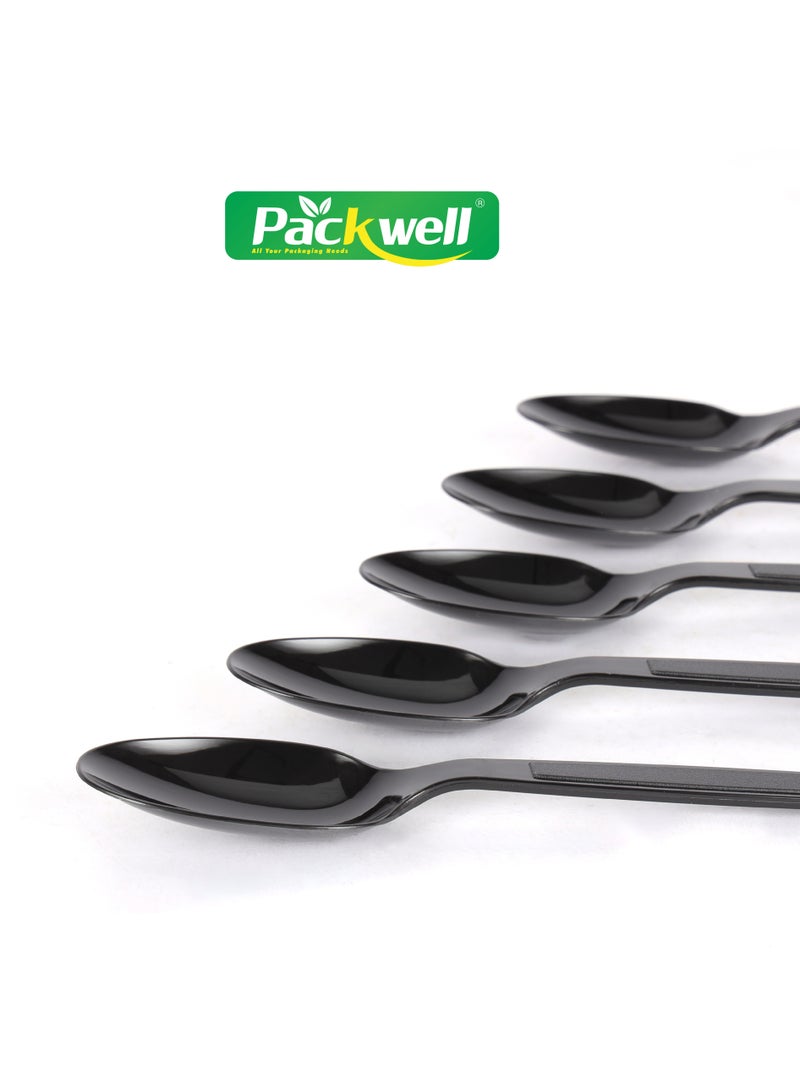 باكويل HD Spoon- PWCT1605|  Premium-Quality, BPA-Free, Foodgrade and Hygienic| Perfect for Parcels, Large Gatherings, Takeout, Etc Black 50 pcs  - Image 5