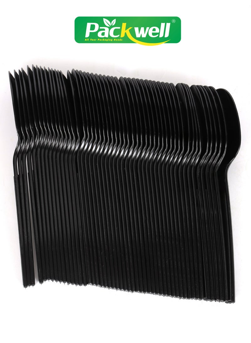باكويل HD Spoon- PWCT1605|  Premium-Quality, BPA-Free, Foodgrade and Hygienic| Perfect for Parcels, Large Gatherings, Takeout, Etc Black 50 pcs  - Image 2