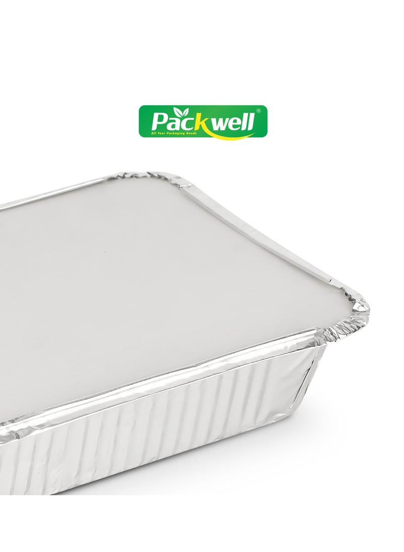 packwell Packwell 1200 ml Aluminum Container with Lid 10pcs- PWRP1943 10 Containers, BPA-Free, Food grade and Hygienic Perfect for Catering, Packing, Storing, Ramadan Food and Iftar Kit Distribution Etc silver  - Image 4