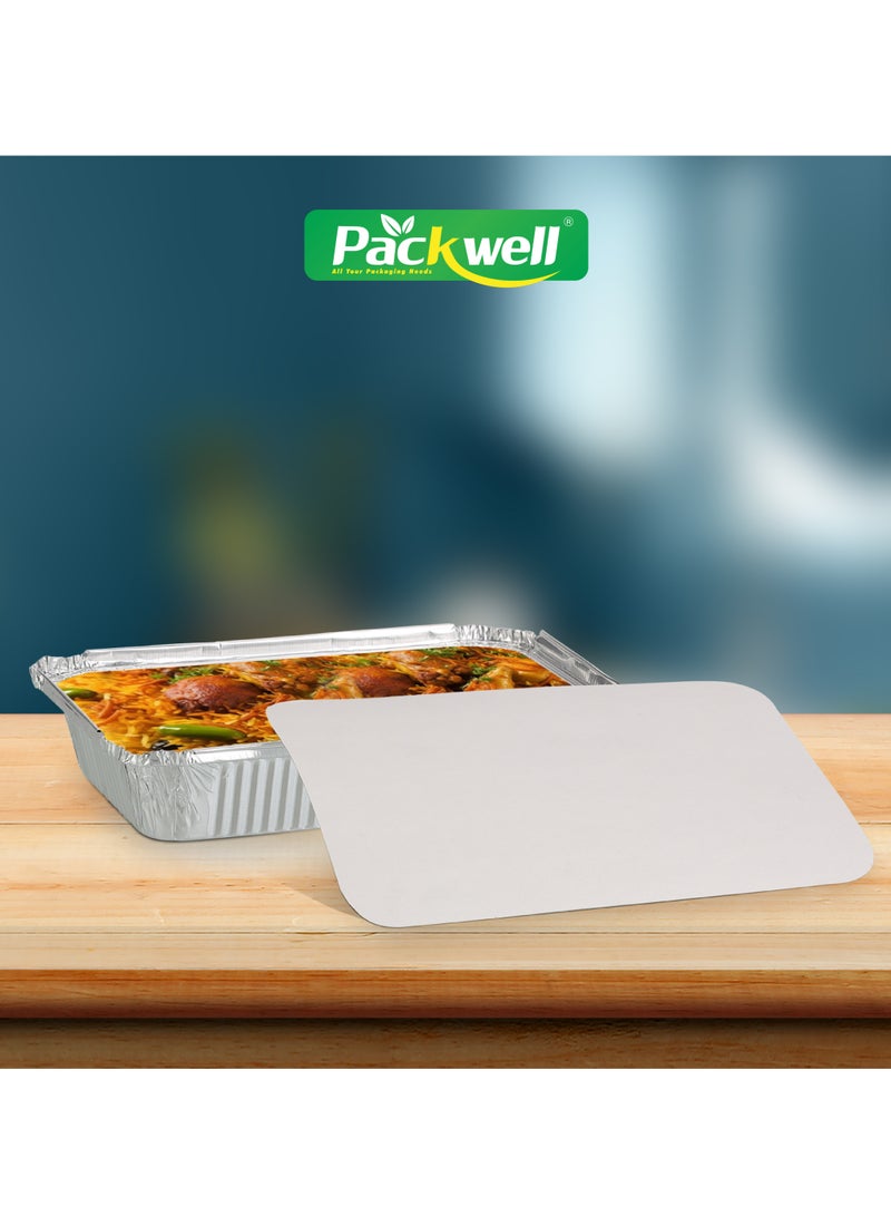 packwell Packwell 1200 ml Aluminum Container with Lid 10pcs- PWRP1943 10 Containers, BPA-Free, Food grade and Hygienic Perfect for Catering, Packing, Storing, Ramadan Food and Iftar Kit Distribution Etc silver  - Image 5