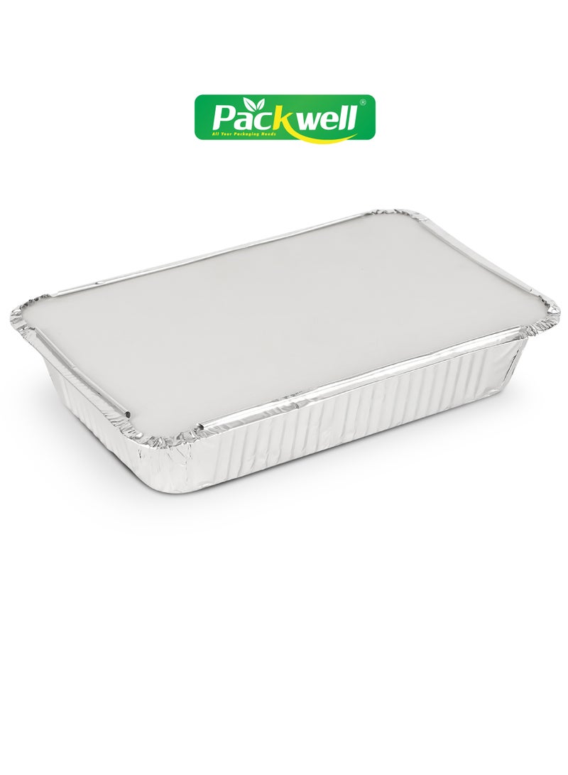 packwell Packwell 1200 ml Aluminum Container with Lid 10pcs- PWRP1943 10 Containers, BPA-Free, Food grade and Hygienic Perfect for Catering, Packing, Storing, Ramadan Food and Iftar Kit Distribution Etc silver  - Image 2
