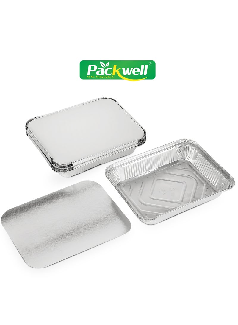 packwell Packwell 1200 ml Aluminum Container with Lid 10pcs- PWRP1943 10 Containers, BPA-Free, Food grade and Hygienic Perfect for Catering, Packing, Storing, Ramadan Food and Iftar Kit Distribution Etc silver  - Image 3