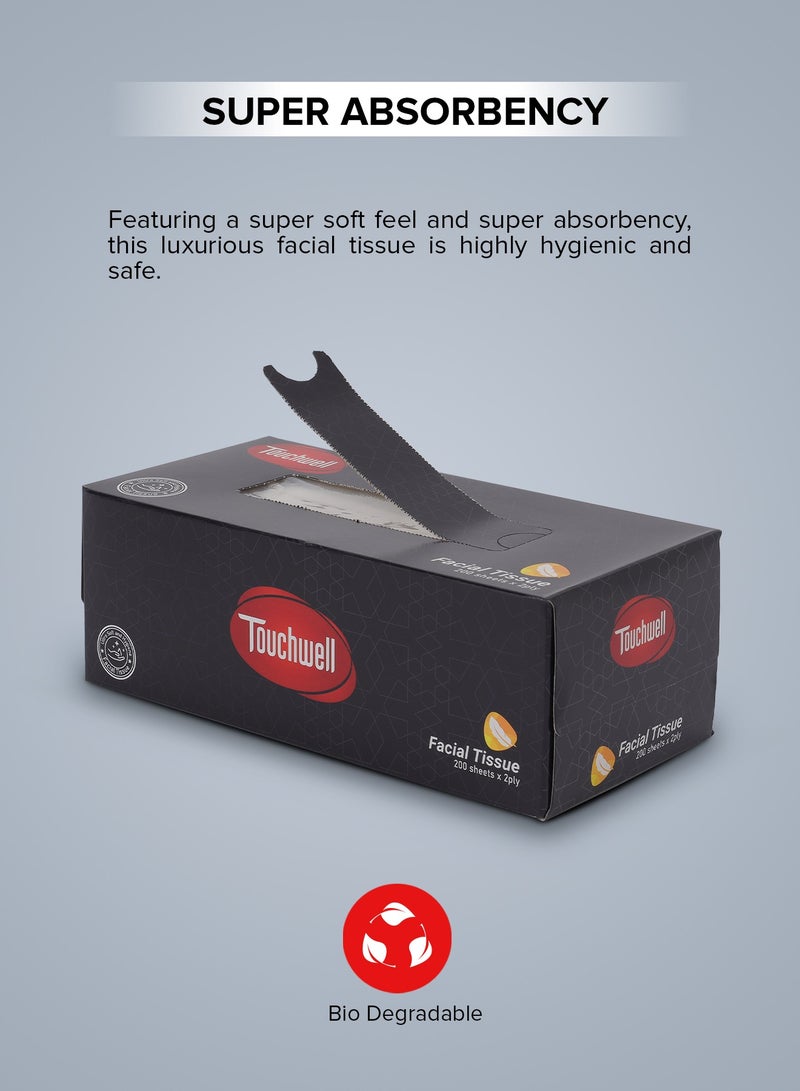 تاتشويل Facial Tissue- PWFT1002| 200X2 Ply, 5 Pieces, Premium-Quality and Super Soft| Tissue Paper Box For Everyday Use, Suitable for Home, Office and Commercial Space - Image 2