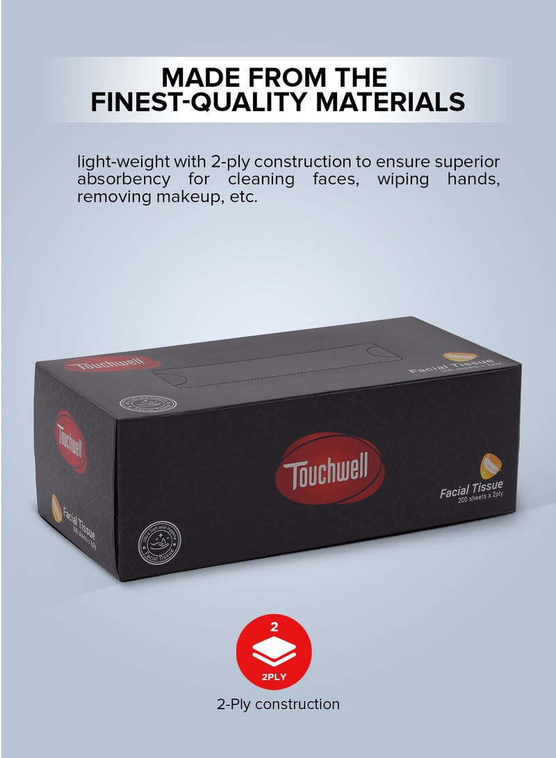 تاتشويل Facial Tissue- PWFT1002| 200X2 Ply, 5 Pieces, Premium-Quality and Super Soft| Tissue Paper Box For Everyday Use, Suitable for Home, Office and Commercial Space - Image 3