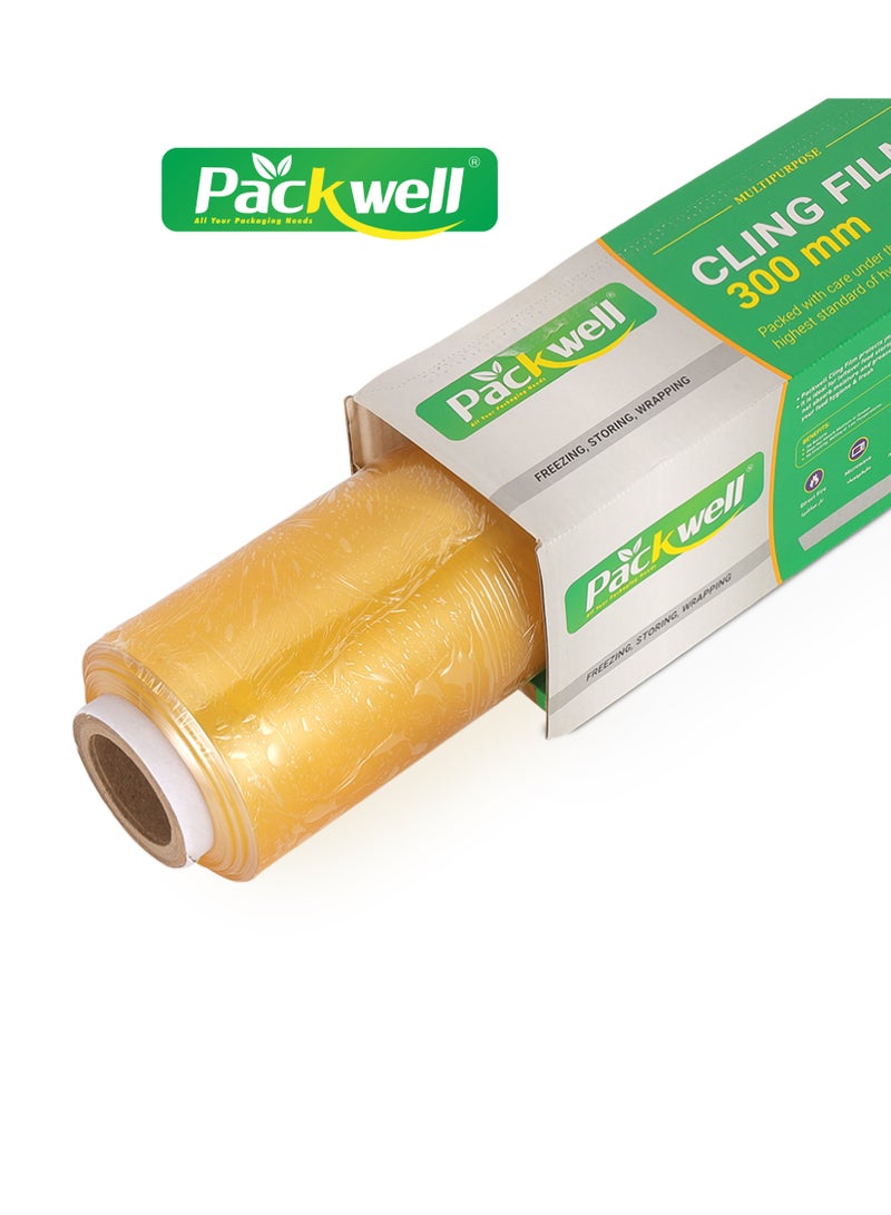 packwell 30 CM Cling film- PWCF301002|  1.5 kg  Premium-Quality, BPA-Free, Food grade and Hygienic| Perfect for Freezing, Packing, Storing, Etc Clear 1 pcs  - Image 1