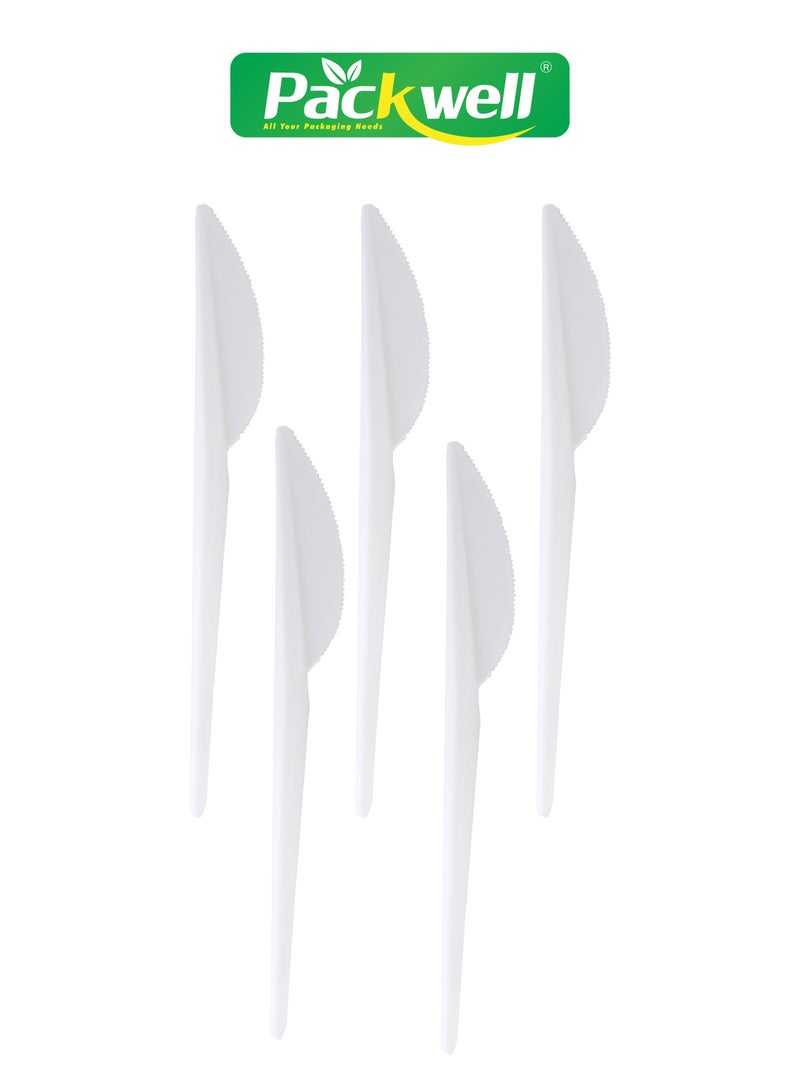 packwell Packwell Plastic Knife 50pcs PWCT1603 2.3 Grams Each, Premium-Quality, BPA-Free, Food grade and Hygienic White 50 PCS  - Image 5