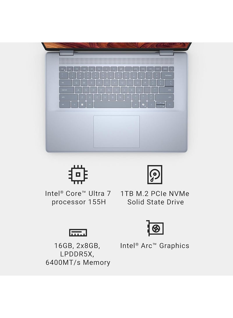 DELL - Inspiron 16 Plus 7640 AIO With 16-Inch Display, Intel Core Ultra 7 155H Processor/16GB RAM/1TB SSD/Intel Arc Graphics/Windows 11 Pro English/Arabic Ice Blue - Image 1