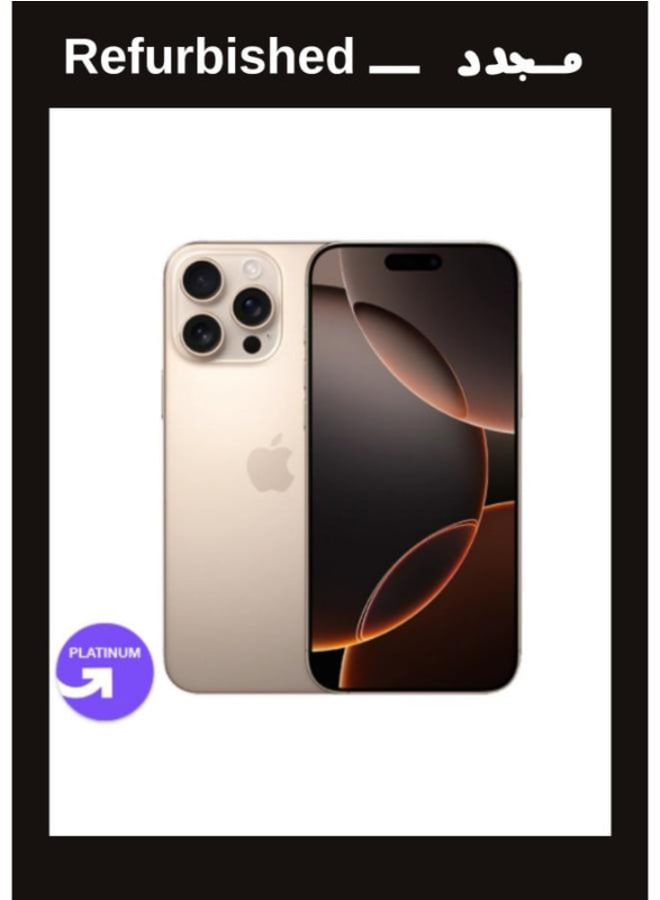 Apple Refurbished, iPhone 16 Pro Max, 256GB, Dual Sim, Desert Titanium, Local Warranty | Platinum Grade | UPGRADE Refurbished - Image 1