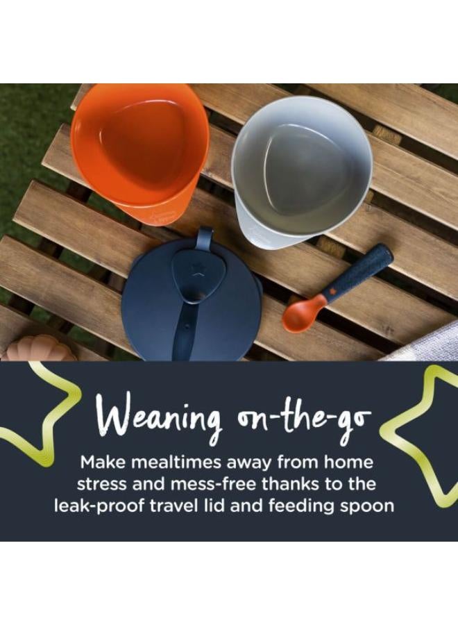 tommee tippee - Explora Easy Scoop Feeding Bowls Lid And Spoon 6+ Months - Grey And Orange - Image 1