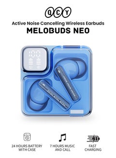 QCY MeloBuds Neo Wireless Earbuds, Bluetooth 5.3 Earphones with HiFi Stereo Deep Bass, Personalized EQs, 4 Mics ENC Calls, LED Power Display, 24H Playtime, Dual Connection, IPX5 Waterproof - Blue  - Image 1