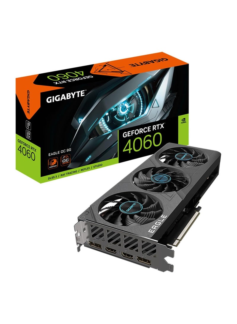 GIGABYTE GeForce RTX 4060 Eagle OC 8G Graphics Card, 3X WINDFORCE Fans, 8GB 128-bit GDDR6, GV-N4060EAGLE OC-8GD Video Card - Image 1