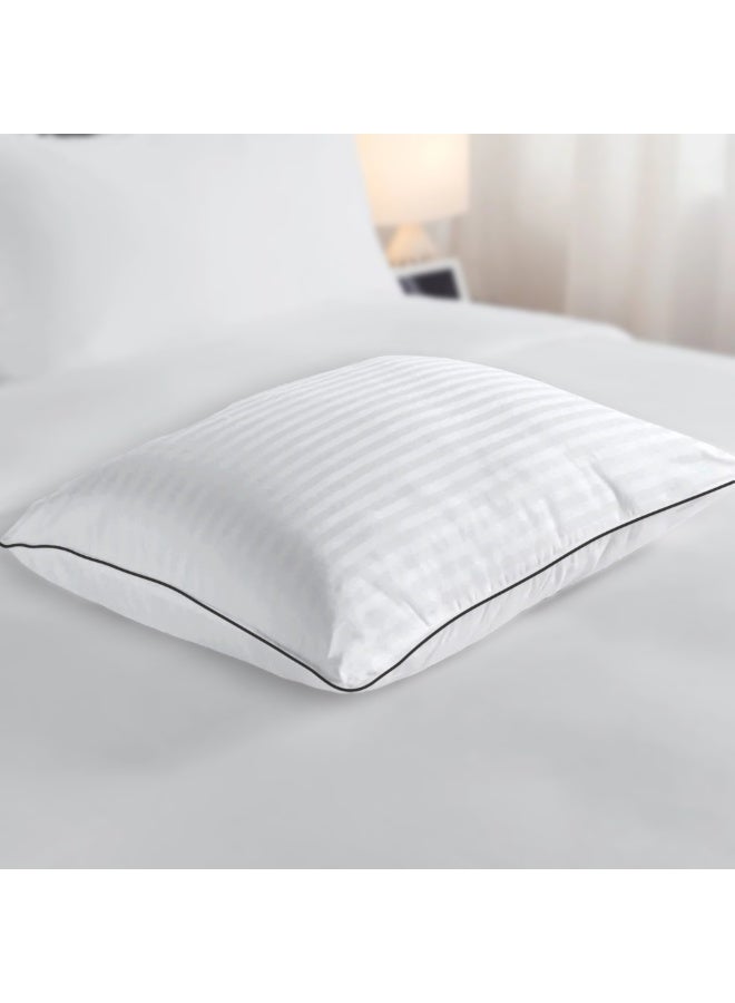 أرستوكرات Aristocrat Luxury Pillow 90gsm Microfiber cover with black piping 50x70cm (White) 1pcs Microfiber White  - Image 1