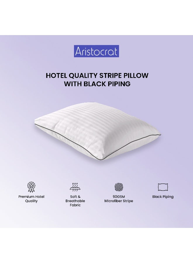 أرستوكرات Aristocrat Luxury Pillow 90gsm Microfiber cover with black piping 50x70cm (White) 1pcs Microfiber White  - Image 2