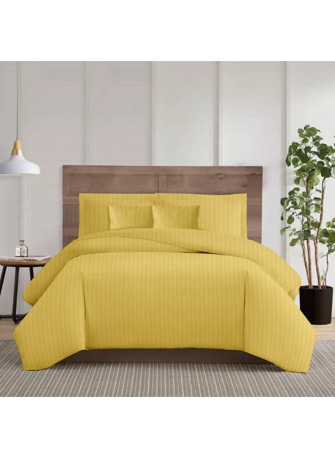 ARISTOCRAT Aristocrat 6-Piece Comforter Set 100% Microfiber- 1pc comforter (220x240cm), 1pc flat sheet (220x240cm), 2pcs pillowcase (50x75+17cm), 2pcs filled cushions (45x45cm) - Gold Microfiber Gold  - Image 2