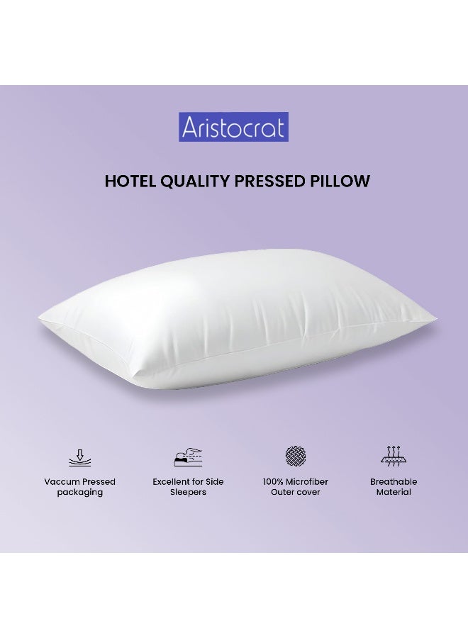 أرستوكرات Aristocrat Premium Hotel Quality Pressed Pillow - Size 50x70 cm; 100% Microfiber Outer Cover; 800g Hollow Fiber Filling - White Microfiber White  - Image 2