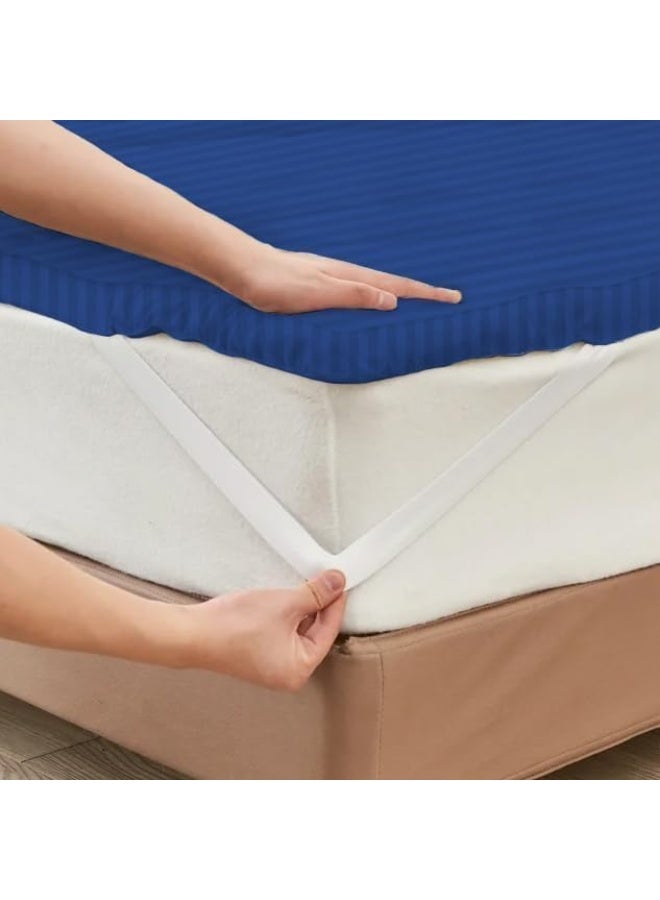 ARISTOCRAT Aristocrat Soft Material Stripe Mattress Topper - 600GSM (100x200+7cm - Blue) Microfiber Blue 100x200cm  - Image 5