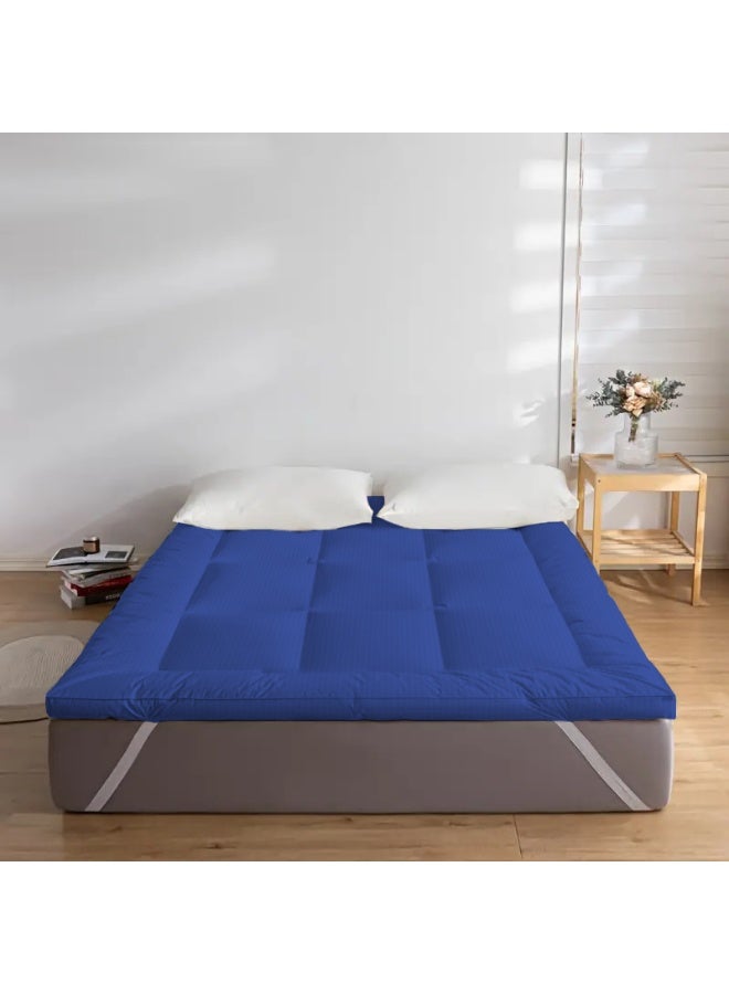 ARISTOCRAT Aristocrat Soft Material Stripe Mattress Topper - 600GSM (100x200+7cm - Blue) Microfiber Blue 100x200cm  - Image 2