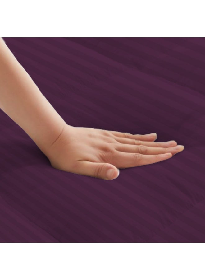 ARISTOCRAT Aristocrat Soft Material Stripe Mattress Topper - 600GSM (100x200+7cm - Purple) Microfiber Purple 100x200cm  - Image 4