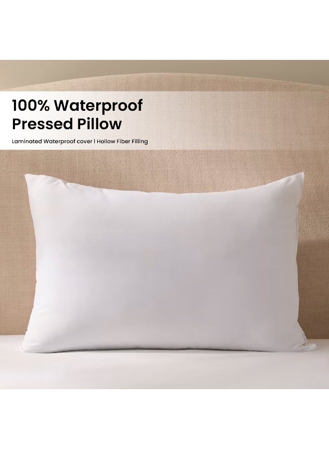 أرستوكرات Aristocrat 100% Waterproof Pressed Pillow - Size 50x70 cm; 100% Microfiber Outer Cover; 800g Hollow Fiber Filling - White Polyester White  - Image 1