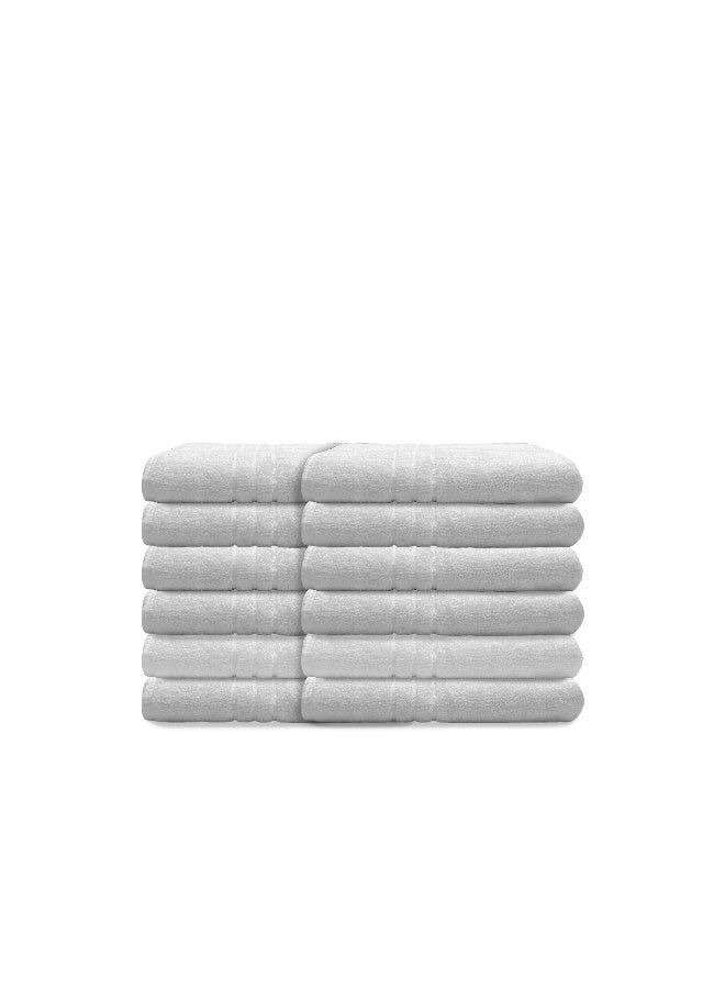 أرستوكرات Aristocrat 12pcs Premium Hotel Quality Towel Set for Bathroom, Hotel, Spa & Gym - 100% Cotton 600gsm Washcloth/Face towel Set 30x30cm (White) White  - Image 2