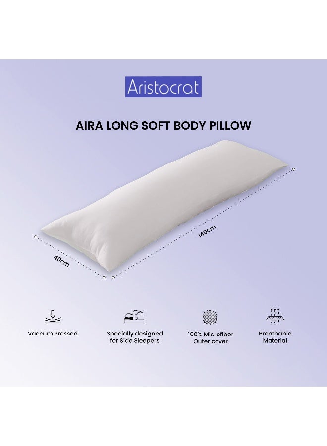 أرستوكرات Aristocrat Long Body Pillow for Side Sleepers, Vacuum packed 40x140cm Microfiber White  - Image 2