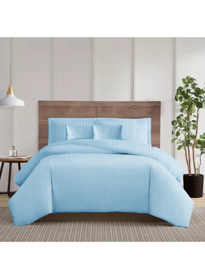 ARISTOCRAT Aristocrat 6-Piece Comforter Set 100% Microfiber- 1pc comforter (240x260cm), 1pc flat sheet (240x260cm), 2pcs pillowcase (50x75+17cm), 2pcs filled cushions (45x45cm) - Sky Blue Microfiber Sky Blue  - Image 2