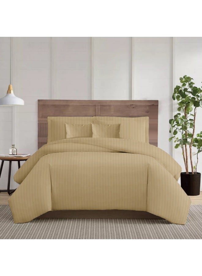 ARISTOCRAT Aristocrat 6-Piece Comforter Set 100% Microfiber- 1pc comforter (240x260cm), 1pc flat sheet (240x260cm), 2pcs pillowcase (50x75+17cm), 2pcs filled cushions (45x45cm) - Beige Microfiber Beige  - Image 2