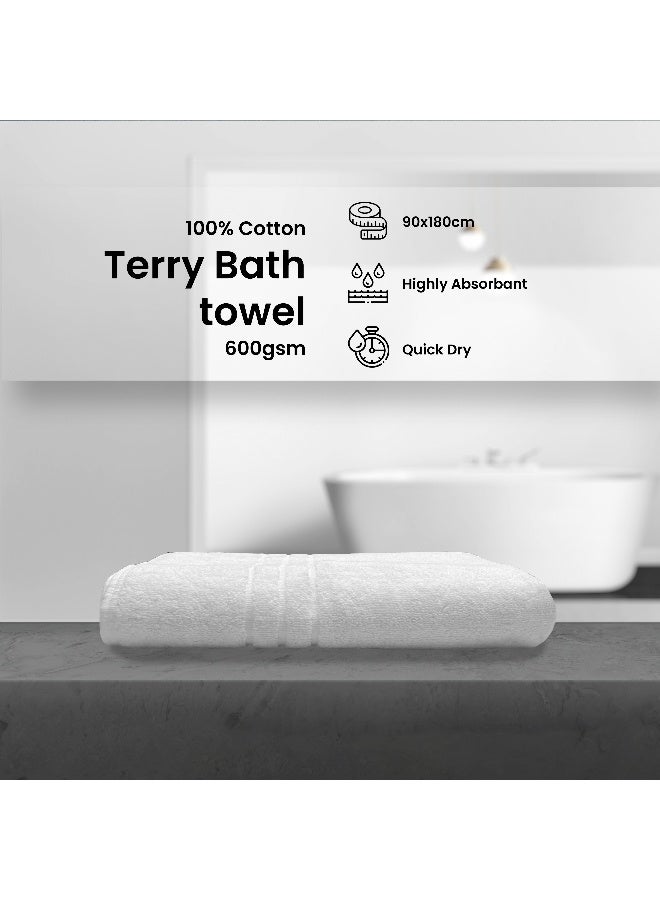 أرستوكرات Aristocrat 1pc Premium Hotel Quality Bath Sheet for Bathroom, Hotel, Spa & Gym - 100% Cotton 600gsm (White) 90x180cm White 90x180cm  - Image 1