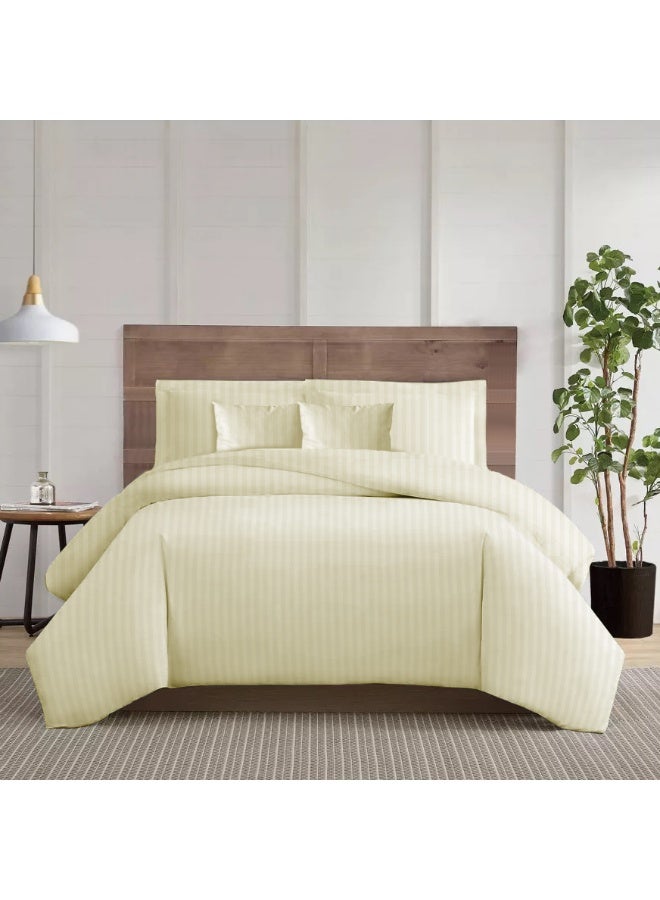 ARISTOCRAT Aristocrat 6-Piece Comforter Set 100% Microfiber- 1pc comforter (220x240cm), 1pc flat sheet (220x240cm), 2pcs pillowcase (50x75+17cm), 2pcs filled cushions (45x45cm) - Cream Microfiber Cream  - Image 2