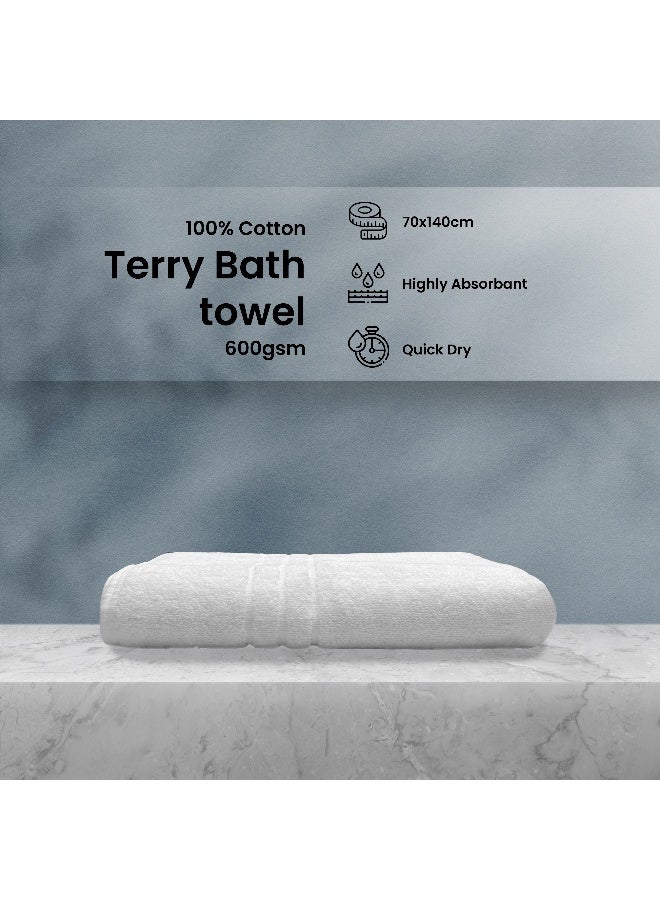 ARISTOCRAT Aristocrat 1pc Premium Hotel Quality Bath Towel for Bathroom, Hotel, Spa & Gym - 100% Cotton 600gsm (White) 70x140cm White  - Image 1
