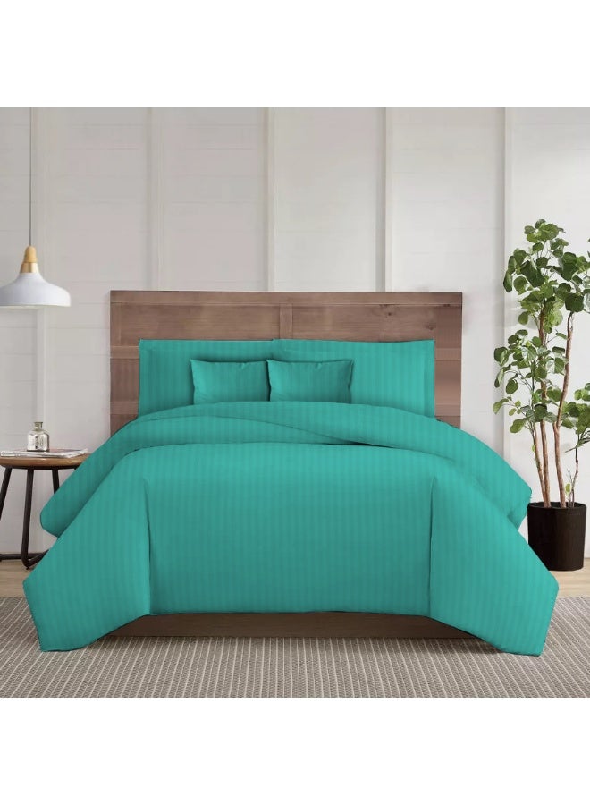 ARISTOCRAT Aristocrat 6-Piece Comforter Set 100% Microfiber- 1pc comforter (160x220cm), 1pc flat sheet (160x220cm), 2pcs pillowcase (50x75+17cm), 2pcs filled cushions (45x45cm) - Teal Microfiber Teal  - Image 2