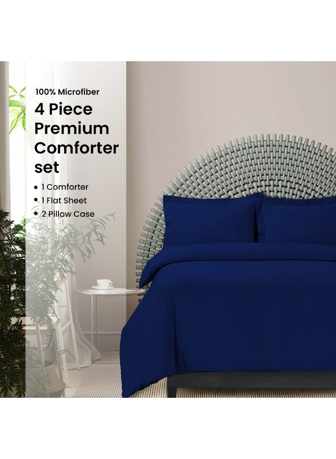 ARISTOCRAT Aristocrat 4-Piece Comforter Set 100% Microfiber- 1pc comforter (240x260cm), 1pc flat sheet (240x260cm), 2pcs pillowcase (50x75+17cm) - Royal Blue Microfiber Royal Blue  - Image 1