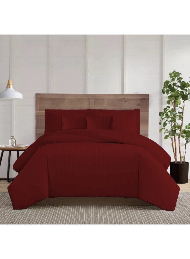 ARISTOCRAT Aristocrat 6-Piece Comforter Set 100% Microfiber- 1pc comforter (220x240cm), 1pc flat sheet (220x240cm), 2pcs pillowcase (50x75+17cm), 2pcs filled cushions (45x45cm) - Maroon Microfiber Maroon  - Image 2