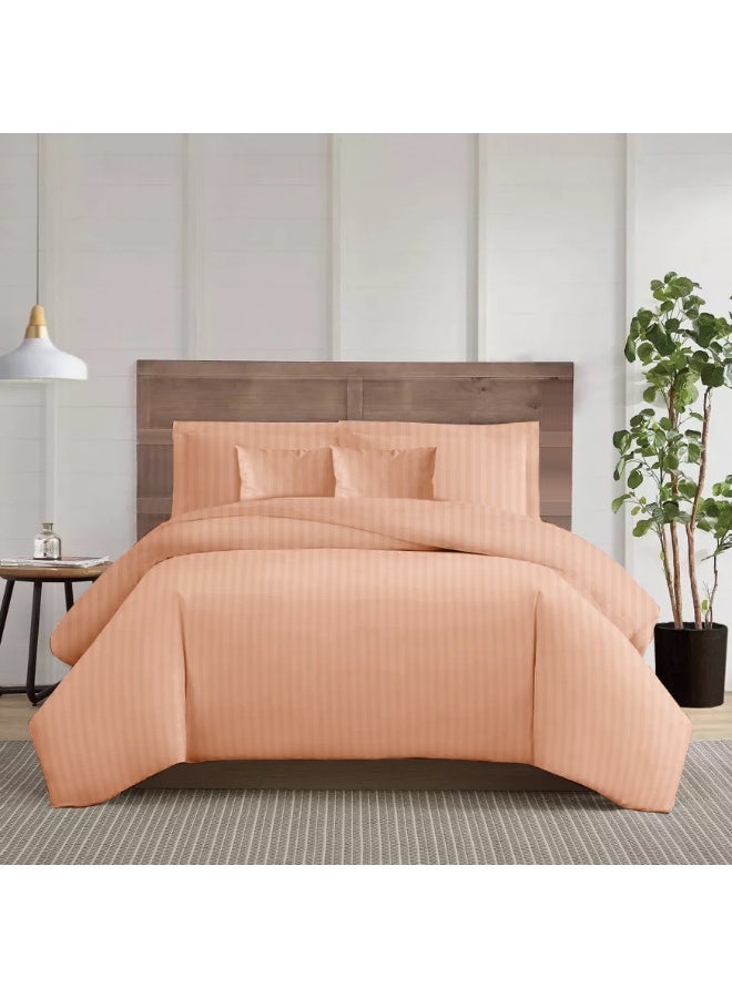 ARISTOCRAT Aristocrat 6-Piece Comforter Set 100% Microfiber- 1pc comforter (240x260cm), 1pc flat sheet (240x260cm), 2pcs pillowcase (50x75+17cm), 2pcs filled cushions (45x45cm) - Peach Microfiber Peach  - Image 2