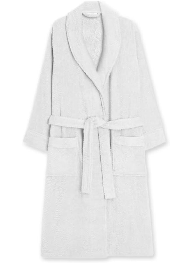 ARISTOCRAT Aristocrat 100% Cotton popcorn outside and Terry inside Unisex Adult Bathrobe - Super Soft & Highly Absorbent Ideal for Everyday Use - with Shawl collar (White) White  - Image 1