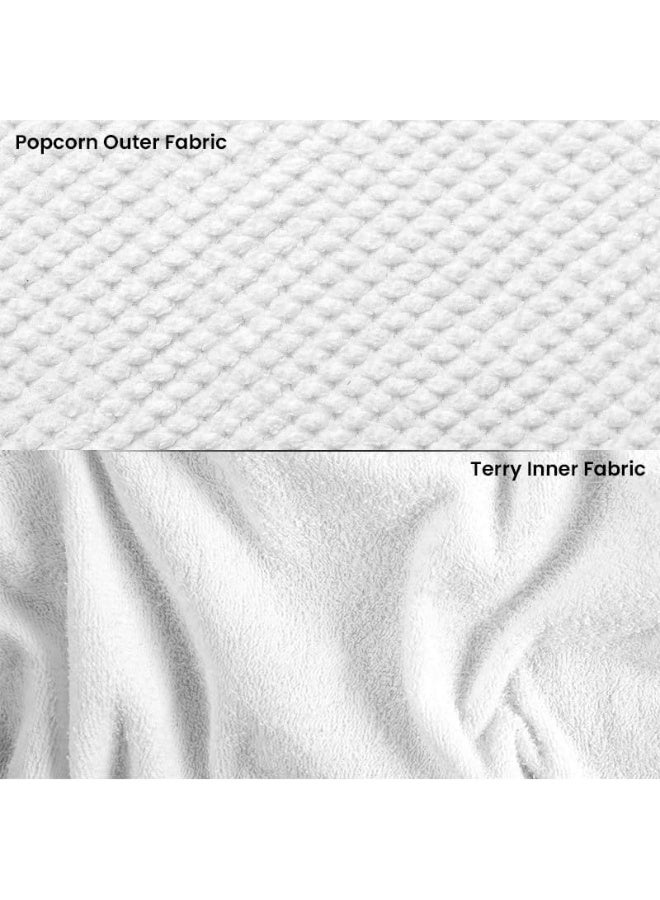 ARISTOCRAT Aristocrat 100% Cotton popcorn outside and Terry inside Unisex Adult Bathrobe - Super Soft & Highly Absorbent Ideal for Everyday Use - with Shawl collar (White) White  - Image 5