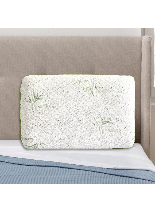أرستوكرات Aristocrat Bambou Memory Foam Pillow with Removable Bamboo Rayon Cover I Hypoallergenic & Breathable- 60x40x13 cm Foam White  - Image 2