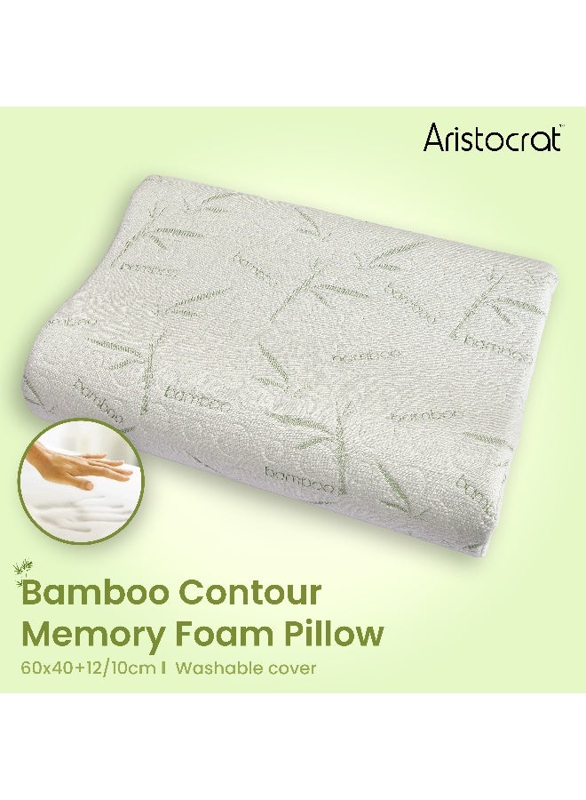 أرستوكرات Aristocrat Bamboo Contour Memory Foam Pillow Polyester White  - Image 1