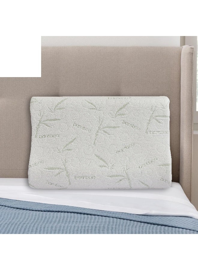 أرستوكرات Aristocrat Bamboo Contour Memory Foam Pillow Polyester White  - Image 2