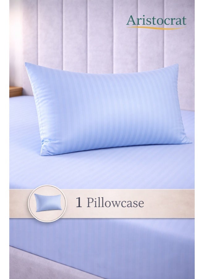 ARISTOCRAT 2-Piece Striped Microfiber Fitted Sheet Set Single 90x200cm – Soft Elastic Deep Pocket 17cm Bedsheet with 1 Pillowcase 50x70cm, Sky Blue Microfiber Sky Blue Single - Image 5