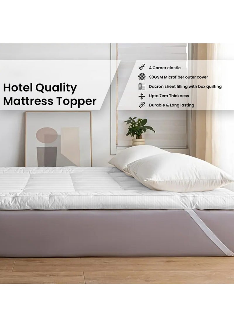 أرستوكرات Soft Material Stripe Mattress Topper - 600GSM (120x200+7cm - White) Microfiber White 120x200+7cmcm  - Image 2