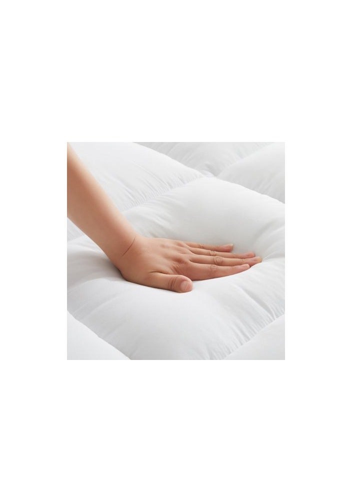 أرستوكرات Soft Material Stripe Mattress Topper - 600GSM (120x200+7cm - White) Microfiber White 120x200+7cmcm  - Image 4